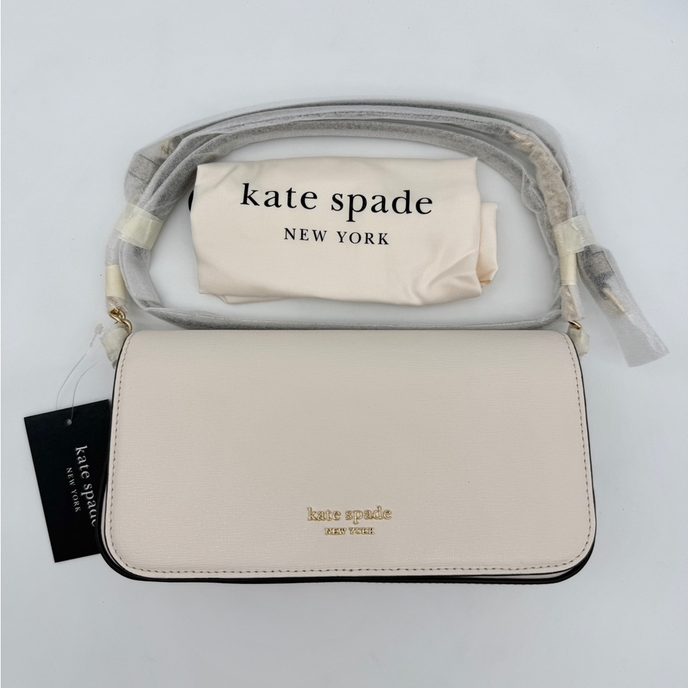 Kate Spade Devin Colorblocked Flap Chain Wallet Timeless Taupe Multi - Picture 1 of 16